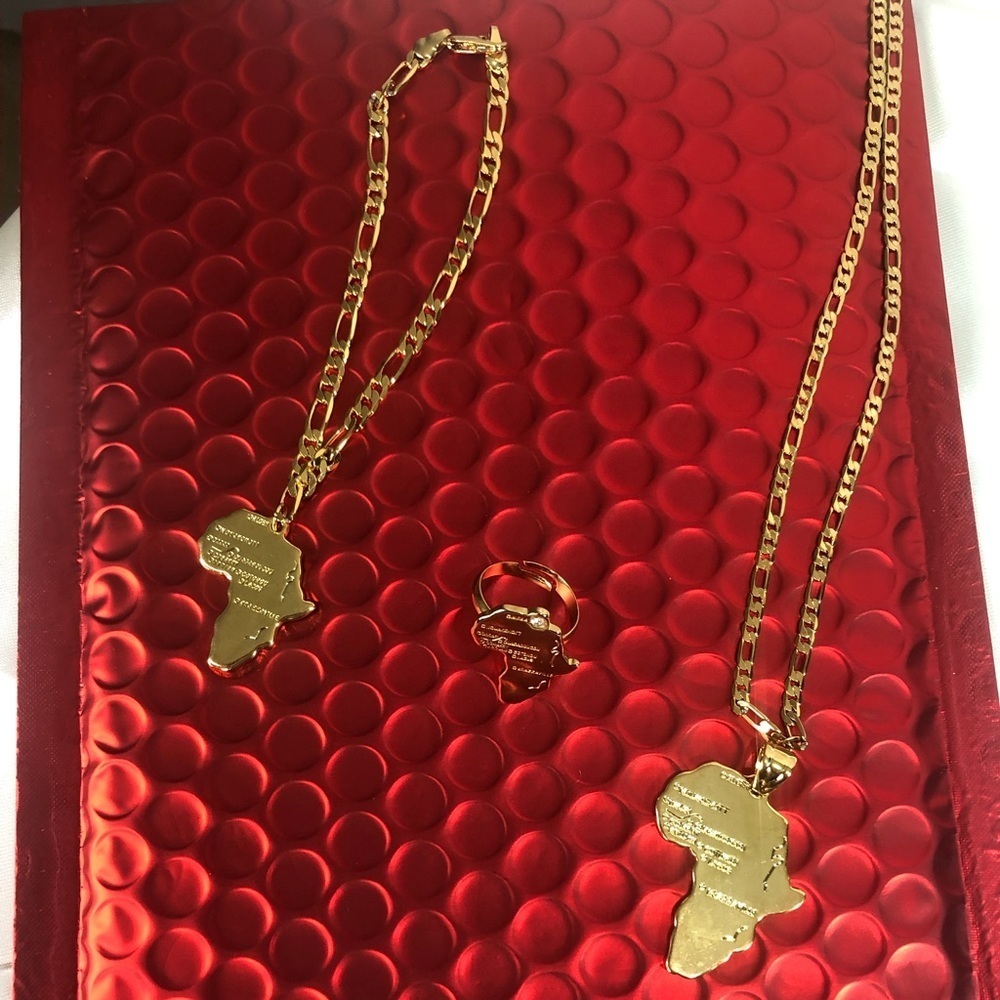 Africa map come with bracelet ring and necklace